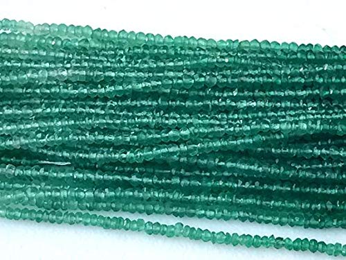 LKBEADS 1 hebra de perlas de ónix verde natural, original de ónix verde microfacetado, cuentas pequeñas, collar de ónix 2-2.5 mm, código HIGH-17883