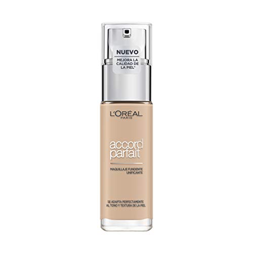 L'Oréal Paris Accord Parfait, Base de maquillaje acabado natural con ácido hialurónico, tono piel claro 2R, 30 ml