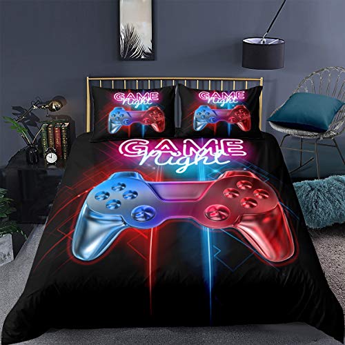 Loussiesd Juego de ropa de cama con diseño de Gamepad, funda de edredón para niños y hombres, ropa de cama decorativa, 155 x 220 cm, teclas de acción multicolor