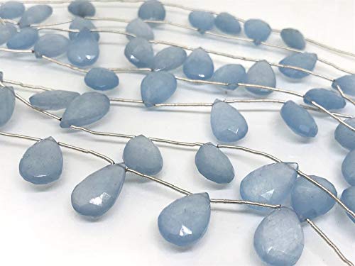 LOVEKUSH - Abalorios raros de 12 x 18 mm, color azul cielo y jade facetado, 8 mm, forma de pera de alta calidad, código de brioletas de gemas R03