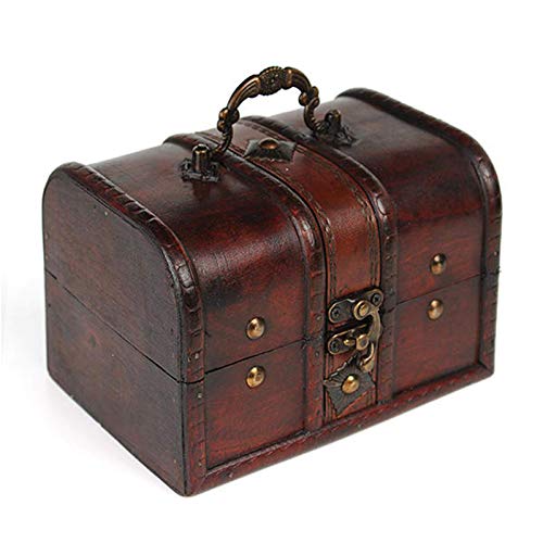 Lshbwsoif Caja de almacenamiento para el cofre del tesoro pirata, vintage, caja de almacenamiento antigua, caja de almacenamiento para el tesoro pirata (tamaño: grande; color: como se muestra)