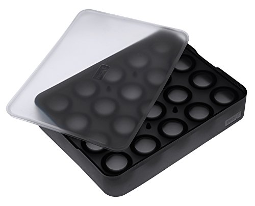 Lurch 240725 - Molde para helado (100% silicona platino sin BPA, con tapa, para 20 bolas de hielo (diámetro de 3 cm), color negro