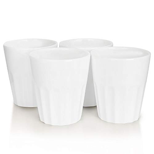 Mahlwerck Juego de 4 tazas de capuchino estilo francés, porcelana, color blanco, 270 ml