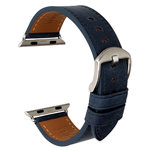 MAIKES Correa Reemplazable para Apple Watch 42mm, 44mm, 40mm, 38mm Apple Watch Band para Series 4/3 / 2/1 (Band For Apple Watch 44mm, Blue+Silver Buckle)