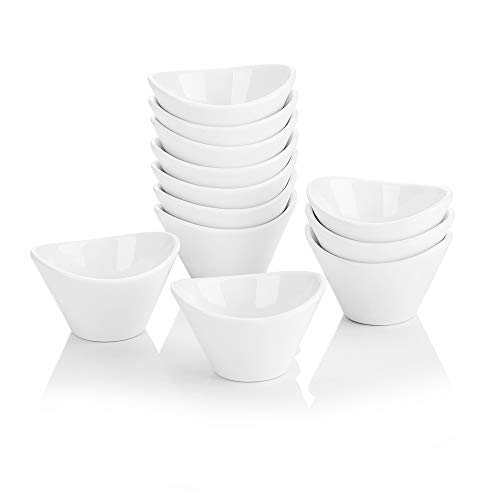 Malacasa, serie Ramekin.Dish, Juego de Cuencos 12 piezas SUPER MINI 2.6"/ 6.5 x 5.2 x 5 cm Recipiente de Porcelana Postre Cuencos Snack Aperitivo