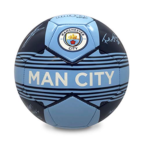 Manchester City FC - Balón Oficial con el Escudo del Club y autógrafos - Azul - Talla 4 Manchester City FC - Balón Oficial con el Escudo del Club y autógrafos - Azul - Talla 4