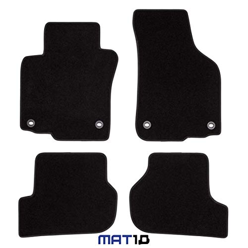 MAT10 – Black Line: Skoda Octavia II Sedán y Combi, año de construcción 2004 – 02 – 2007 – 02, Alfombrillas para Coche, de Fieltro punzonado,, 4 Piezas, Color Negro, Ajuste garantizado