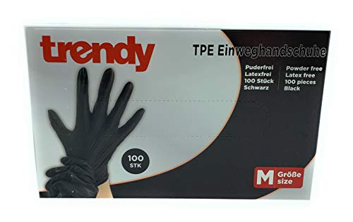 MC-Trend 100 guantes desechables de TPE, color negro, sin polvo, sin látex, en caja dispensadora (tamaño pequeño) MC-Trend 100 guantes desechables de TPE, color negro, sin polvo, sin látex, en caja dispensadora (tamaño pequeño)