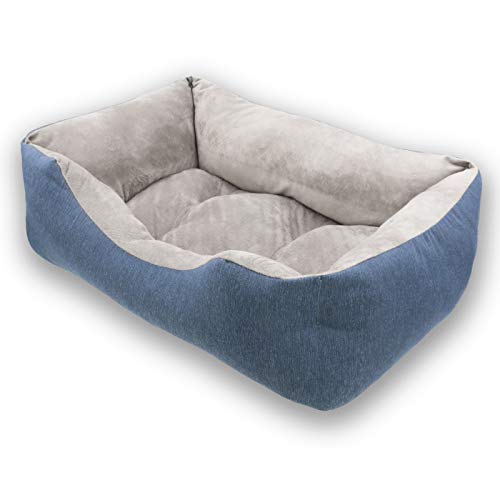 MERCURY TEXTIL- Sofá, Cesta,Cama Comoda para Perros,Gatos y Mascotas, con Relleno de Fibras Super Suave,Resistente al Desgaste y Duradero (Grande, Azul)