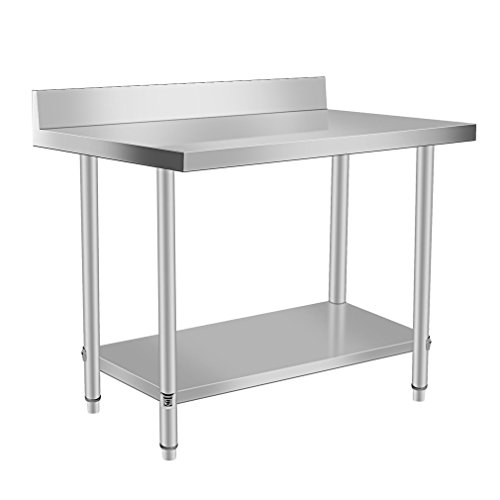 Mesa Cocina Acero Inoxidable, Mesa Trabajo Multifuncional Doble Capa con Deflector, Altura Ajustable, Adecuado para Cocinas y Fabricación Industrial (120x60×95cm) Mesa Cocina Acero Inoxidable, Mesa Trabajo Multifuncional Doble Capa con Deflector, Altura Ajustable, Adecuado para Cocinas y Fabricación Industrial (120x60×95cm)