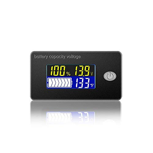 Monitor CPTDCL 4 en 1. Indicador de capacidad de batería de plomo-ácido, voltímetro, termómetro de -18 a 82 °C (0 a 179 °F) e indicador de consumo de la batería