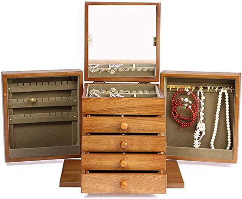 Multifunctional Caja de almacenamiento de joyas 5 Capas Retro Estilo Europeo Joyería de madera Joyería Caja de almacenamiento con espejo Pulsera Pulsera Joyas Joyas Joyas (Color: madera de cerezo, Tam Multifunctional Caja de almacenamiento de joyas 5 Capas Retro Estilo Europeo Joyería de madera Joyería Caja de almacenamiento con espejo Pulsera Pulsera Joyas Joyas Joyas (Color: madera de cerezo, Tam
