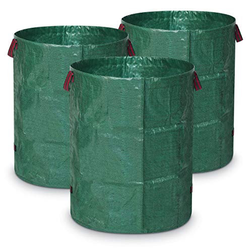 Navaris Set de 3X Sacos Reutilizables para jardín - Resistente Bolsa para residuos con Asas - Saco para desechos de jardín con Capacidad de 272L