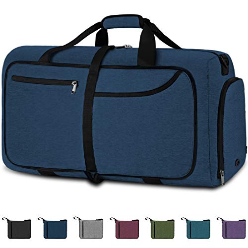 NEWHEY Bolsa de Viaje 100L Plegable Ligera Bolsa Deporte Hombre Impermeable Bolsa Fin de Semana con Compartimento Zapatos para Mujeres (azul-100L)