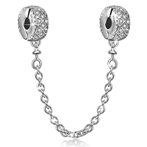 NINAQUEEN Charm Pandora Charms Cadena Seguridad Plata de Ley 925 Cadena Confort Circonita, Regalos de Cumpleaños para Mujeres con Caja Joyero