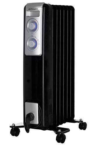 Orbegozo RN 1500 - Radiador de aceite, 7 elementos, 1500 W, luz LED, termostato regulable, recogecables, ruedas pivotantes Orbegozo RN 1500 - Radiador de aceite, 7 elementos, 1500 W, luz LED, termostato regulable, recogecables, ruedas pivotantes
