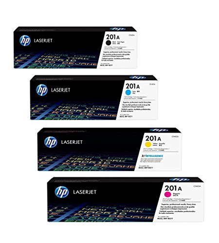 Original HP Toner cf400 a CF 400 A 201 A para HP Color LaserJet Pro M 250 Series – Black – Potencia: aprox. 1500 páginas/5%, color (05) 4x Toner - Black, Cyan, Magenta, Yellow