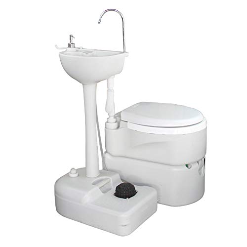 outdoor product Fregadero para Acampar al Aire Libre, Toallero y dispensador de jabón/Depósito de Agua 17L, Lavabo portátil con Ruedas e Inodoro, para picnics al Aire Libre, Lugares públicos