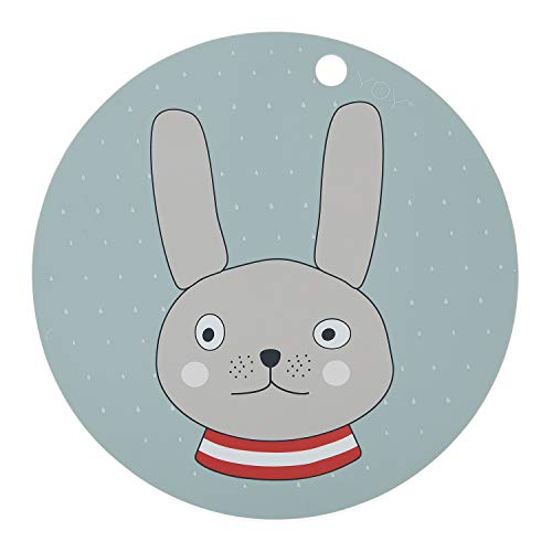 OyOy Mini Rabbit Placemat 1100986 - Mantel infantil (redondo, lavable, diámetro de 39 cm, 100% silicona)