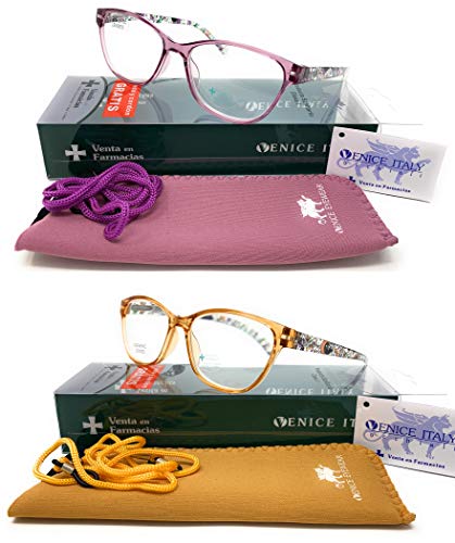 Pack 2ª unidad al 50% New Model última moda Gafas de lectura, presbicia, vista cansada, Diseño en 3 Colores. VENICE LAURENT - Dioptrías: 1 a 3,5 (Azul, 1.00) (Pack de 2 Marron y Lila, 3.00) Pack 2ª unidad al 50% New Model última moda Gafas de lectura, presbicia, vista cansada, Diseño en 3 Colores. VENICE LAURENT - Dioptrías: 1 a 3,5 (Azul, 1.00) (Pack de 2 Marron y Lila, 3.00)