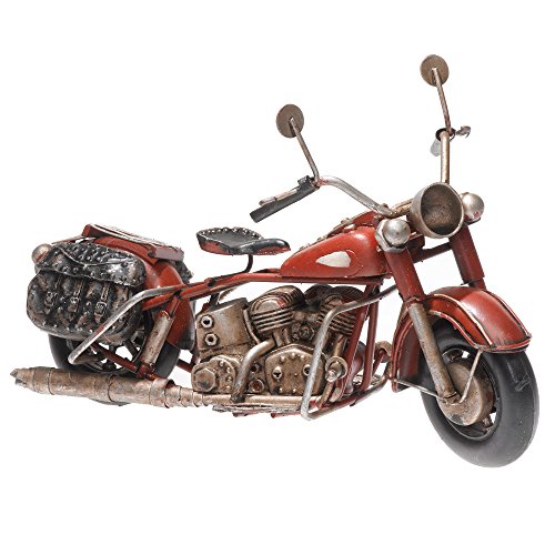 Pamer-Toys Modelo de moto de chapa – estilo retro vintage retro – color rojo