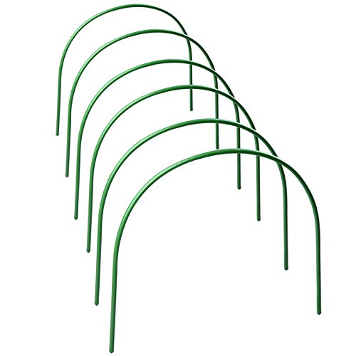 æ— Paquete de 6 aros de apoyo para invernadero, acero inoxidable con revestimiento de plástico para túnel de cultivo de jardín, tela de jardín, soporte de plantas, estacas de jardín (48 x 48 cm)