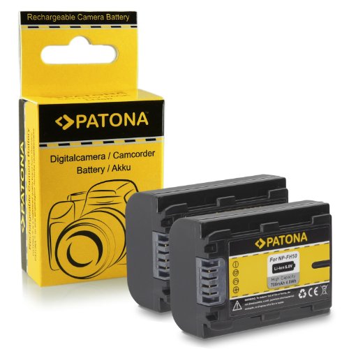PATONA 2X Bateria NP-FH50 Compatible con Sony CyberShot DSC-HX1 HX200V DSLR Alpha 230 A330 A380 A390 DCR-DVD Series