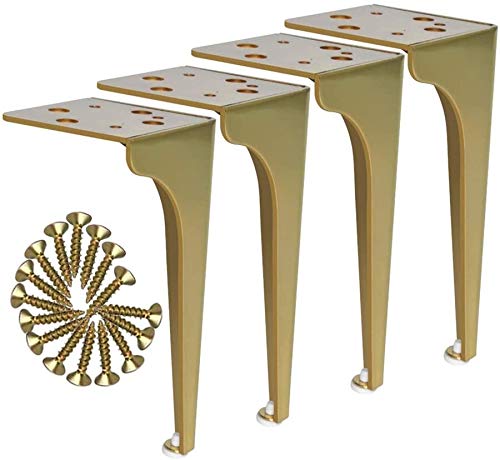 Piernas de sofá Nordic Muebles Piernas de oro de 19,5 cm / 8 pulgadas - patas de metal Mesa de Centro - Mueble de televisión piernas de repuesto - patas de sofá de Apoyo - Piernas pequeños muebles Ext
