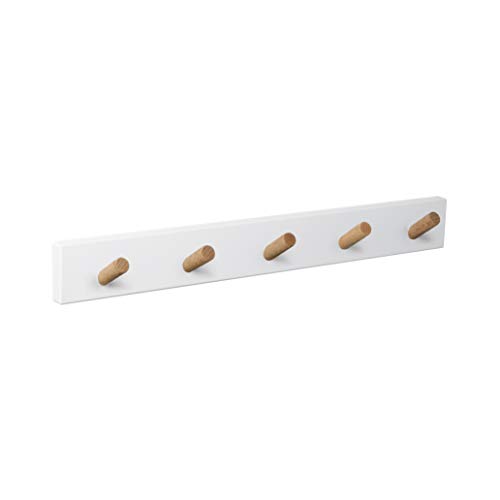 POMOLINE Percha Pared Madera diseño Moderno NÓRDICO escandinavo Blanco-Haya con 5 Ganchos Inclinados Madera POMOLINE Percha Pared Madera diseño Moderno NÓRDICO escandinavo Blanco-Haya con 5 Ganchos Inclinados Madera