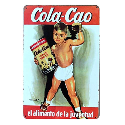 PotteLove Cola Cao Vintage Iron Metal Signs Tin Plaques Wall Art Poster for Garage Man Cave Beer Cafee Bar Pub Club Restaurant Home Decoration