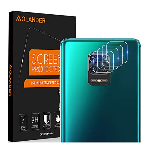 POVINMOS para XIAOMI Poco M2 Pro/Xiaomi Redmi Note 9s/9 Pro/9 Pro MAX Cristal Templado Cámara Protector de Pantalla, 9H Dureza [Cobertura Completa] [Anti Arañazos] Protector [4 Pack]