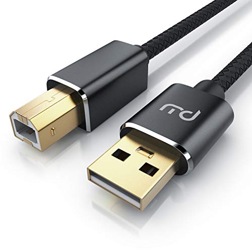 Primewire – 5m - Cable de impresora y escáner - Conexión USB 2.0 tipo A a tipo B - Revestimiento nylon - Compatible con HP Canon Epson etc y otros dispositivos como pianos digitales teclados Midi DACs