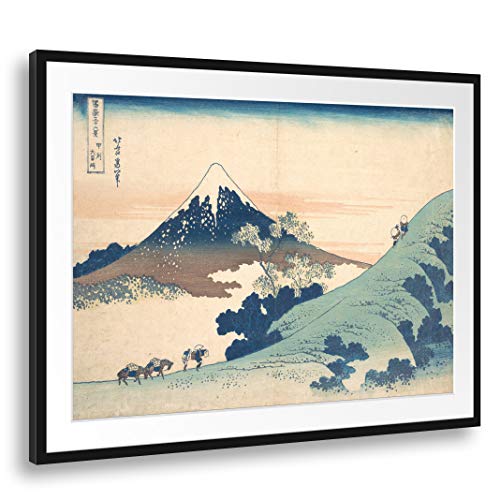 Printed Paintings Passepartout (100x70cm): Katsushika Hokusai - Fuji de Inume (?) Pase