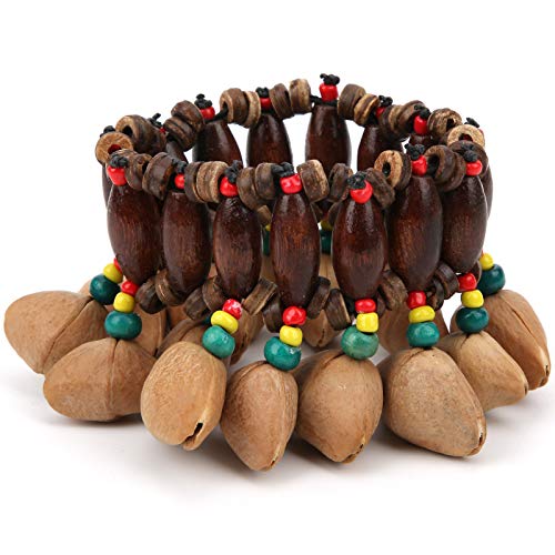 Pulsera de tambor africano hecha a mano, concha de nuez, campanilla, percusión, instrumentos musicales, suministros para amantes de la música, amigos, parientes