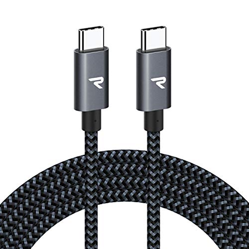 RAMPOW Cable USB C a USB C [20V/3A 60W] 2M Cable Tipo C a Tipo C con Power Delivery Compatible para Macbook Pro 2016/2017, ChromeBook Pixel, Samsung S9/S8/Note 8, Nintendo Switch - Gris Espacial