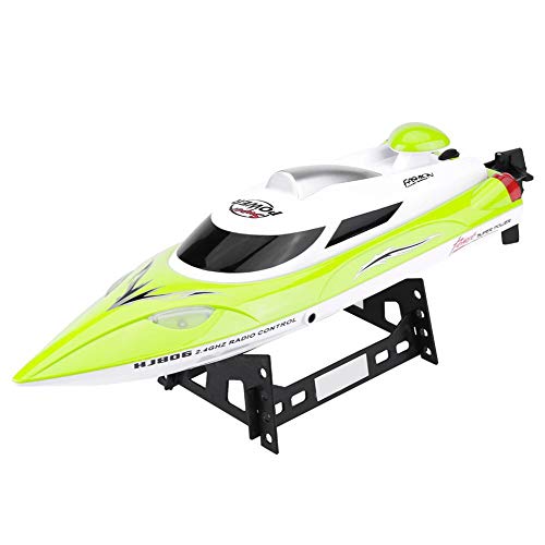 RC Velocidad Barco Juguete Regalo HJ806 2.4Ghz 200m Control Remoto de Larga Distancia Racing Boats para Piscina y Lagos, con Motor 540, Indicador de Distancia, Funci¨®n de Giro Autom¨¢Tico(Amarillo)