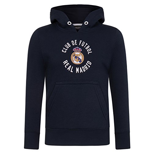 Real Madrid - Sudadera oficial con capucha - Para niño - Con el escudo del club - Forro polar - 12 años