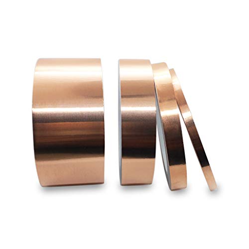 Rollos de cinta de cobre Deedma con lámina conductora y adhesivo: 4 paquetes de múltiples anchos de 2", 1", 1/2" y 1/4"cada 65.6 pies de largo para blindaje EMI, vitrales y reparaciones de circuitos Rollos de cinta de cobre Deedma con lámina conductora y adhesivo: 4 paquetes de múltiples anchos de 2", 1", 1/2" y 1/4"cada 65.6 pies de largo para blindaje EMI, vitrales y reparaciones de circuitos