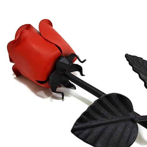 Rosa de Hierro forjada a mano  – 100 % forjada en hierro negro – regalo único de aniversario rosso
