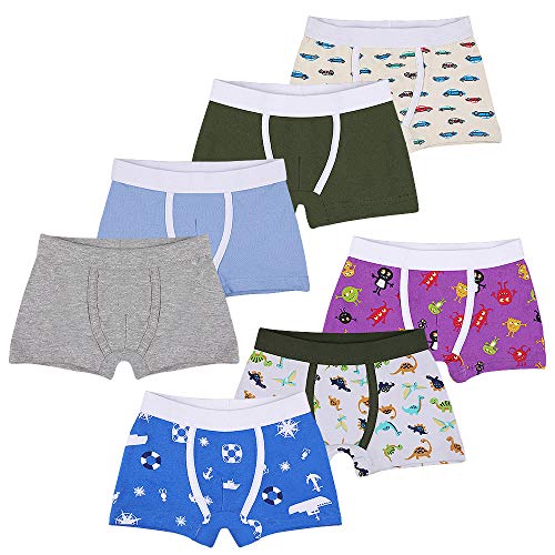 Rovtop 7 Pcs Calzoncillos Bóxer de Algodón para Niños-Buena Elasticidad, Suave y Cómoda, Absorbente de Humedad y Transpirable no Deformable, 4 Patrones, 3 Colores Sólidos (7-8 Años) Rovtop 7 Pcs Calzoncillos Bóxer de Algodón para Niños-Buena Elasticidad, Suave y Cómoda, Absorbente de Humedad y Transpirable no Deformable, 4 Patrones, 3 Colores Sólidos (7-8 Años)