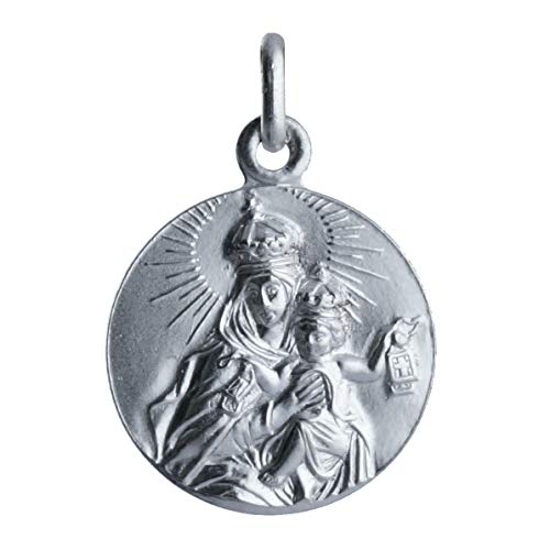 SACRE COEUR - Medalla Sagrado Corazón y Vírgen del Carmen | Escapulario Dos Caras | Plata Primera Ley | 20 mm