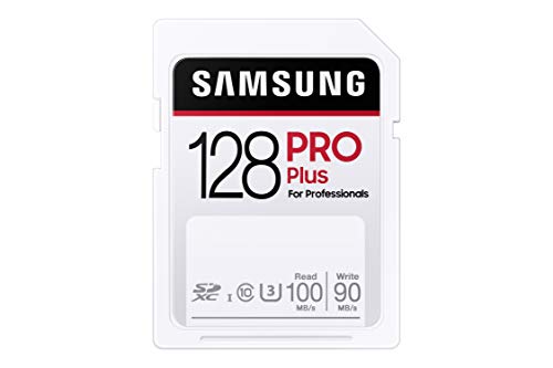 Samsung Pro Plus - Tarjeta de Memoria SDXC UHS-I U3 (128 GB, 100 MB/s, Full HD y 4 K, UHD, MB-SD128H/EU)