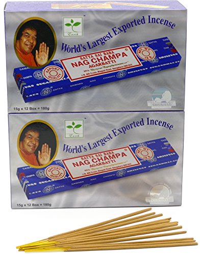 Satya Nag Champa - Varitas de incienso (15 g), 24 packs = 288 sticks