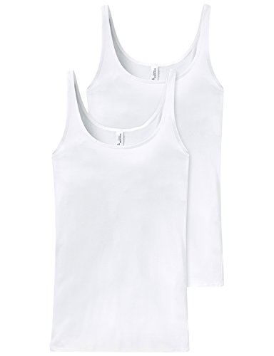 Schiesser Trägertop (2er Pack) Camiseta Interior, Blanco (Weiss 100), Talla Alemana: 38 (Talla del Fabricante: 038) 2 para Mujer