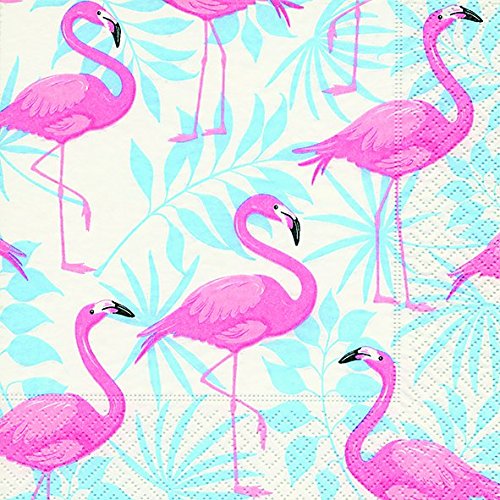 Servilletas (2 Juegos / 40 uds) 3 capas 33x33 cm Muestra Verano Jardín Flamencos (Flamingo Garden)
