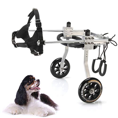 Silla de ruedas ajustable para perros en silla ruedas con soporte completo, para la rehabilitación las patas traseras, para perro discapacitado perro viejo DM Lesión espinal Artritis ( Size : S )