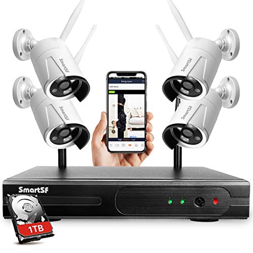Sistema de cámara de vigilancia inalámbrica Sistema de cámara de vigilancia Kit, con visión Nocturna,1080p 8CH NVR con 1TB HDD para hogar/Oficina