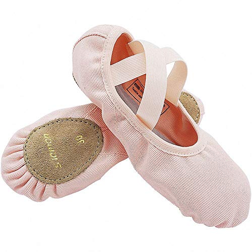 S.lemon Elástico Lona Zapatillas de Ballet Zapatos de Baile para Niños Niñas Mujeres Hombres Rosa (22 EU)