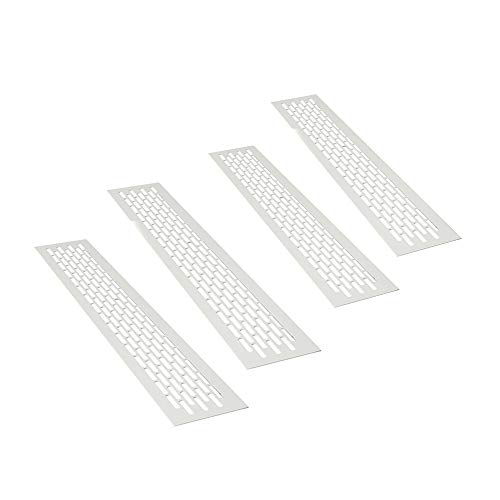 sossai® Rejillas de ventilación de aluminio - Alucratis (4 piezas) | Rectangular - dimensiones: 48 x 8 cm | Color: blanco | rejilla de aire