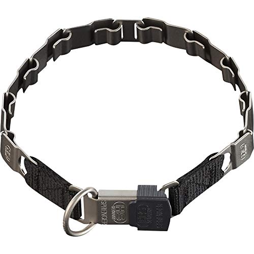 Sprenger Collar para perros "Neck-Tech Fun" con cierre ClicLock I Collar para perros de acero inoxidable mate, negro mate, cadena de eslabones intercambiables plana de 48 cm